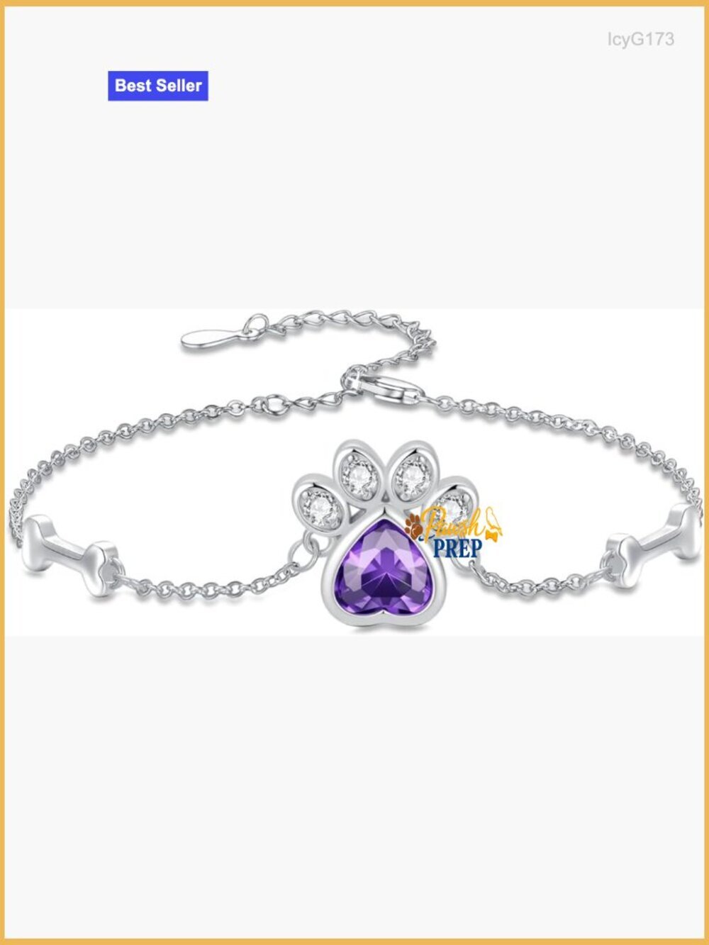925 Sterling Silver Paw Print Bone Bracelet Adjustable 7+2 Inch
